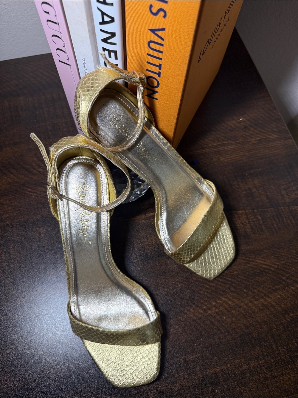 Lilly Pulitzer Metallic Gold Ankle-Strap Sandals